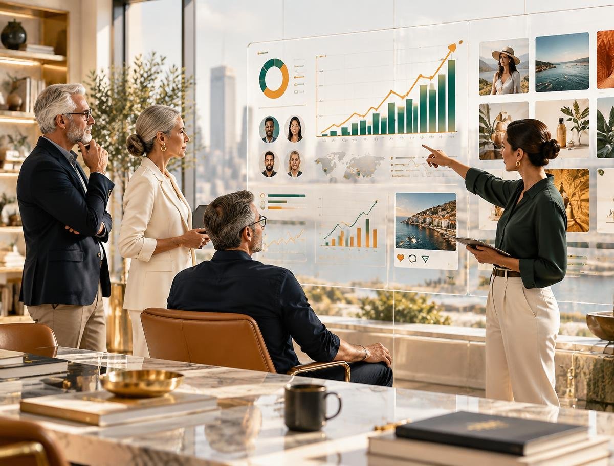 Digital marketing team analyzing campaign performance
